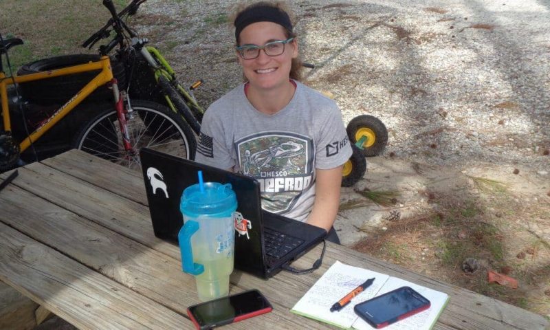 Working from your RV at a campground picnic table