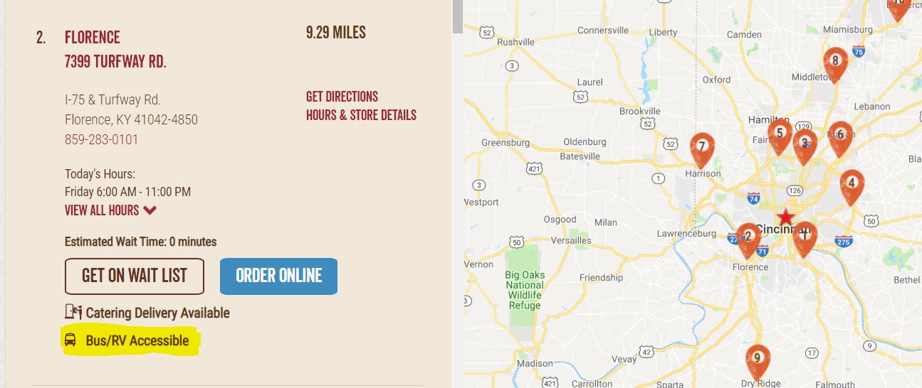 Cracker Barrel RV Parking Map