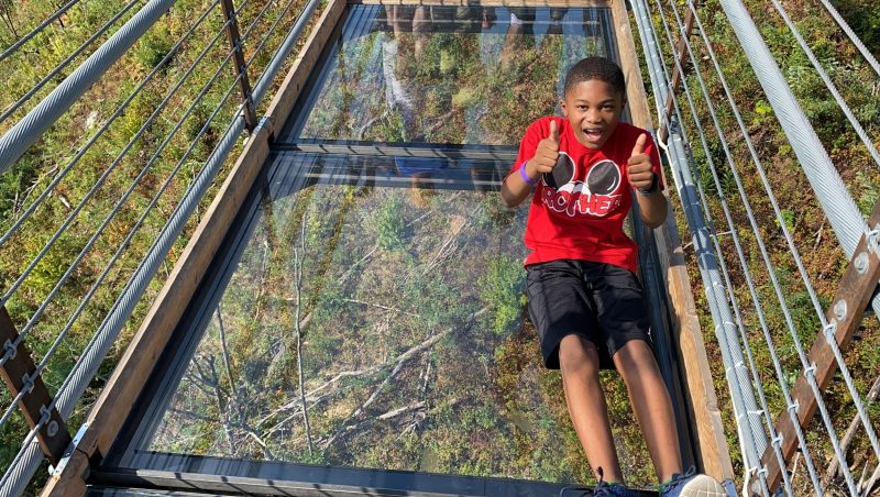 Glass overlook of Gatlinburg skybridge