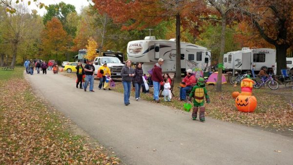 Halloween camping would not be complete without trick or treat