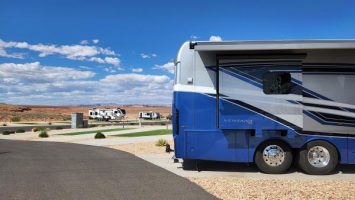 Class A RV parked at Antelope Canyon RV Campground and Marina