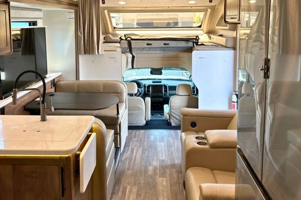 The inside of a Super C RV