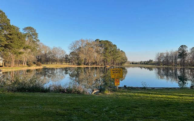 © Meagan Butler A pond surrounded by trees at the Americus, Georgia KOA.