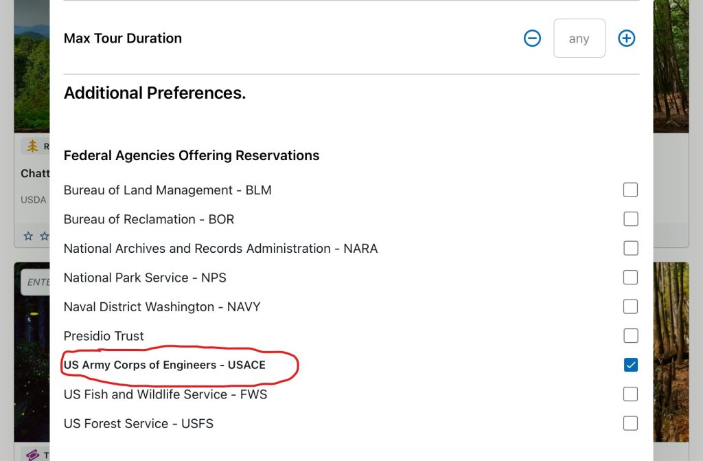 Filter preferences in Allstays