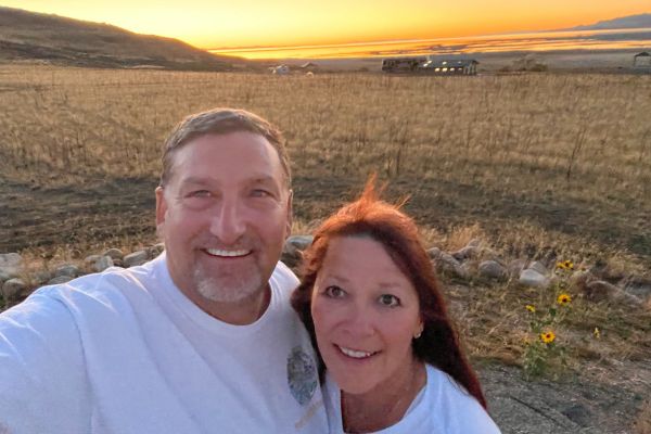 Mark and Teri Nisbett visiting Antelope Canyon State Park during the sunset